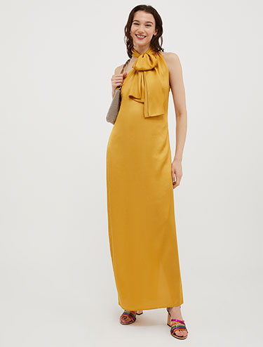 Robe longue en satin fluide - moutarde - MAX&Co.